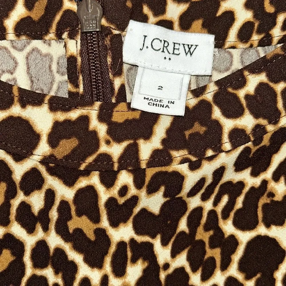 Jcrew Brown & Tan Leopard Print Shift Dress(Size 2)